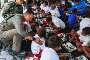 Komando Gabungan Wilayah Pertahanan (Kogabwilhan) III menyelenggarakan kegiatan bakti sosial (baksos) di Desa Batas Batu, Distrik Krepkuri, Kabupaten Nduga, Papua Pegunungan.