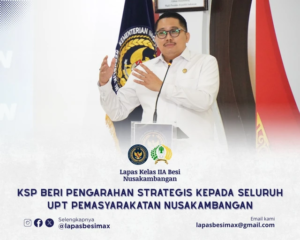 Kalapas dan pejabat struktural Lapas Kelas IIA Besi Nusakambangan bersama para pejabat dari seluruh UPT pemasyarakatan se-Nusakambangan dan Cilacap mengikuti kegiatan pengarahan dari Kantor Staf Presiden (KSP) pada Selasa, 22 Juli 2025.