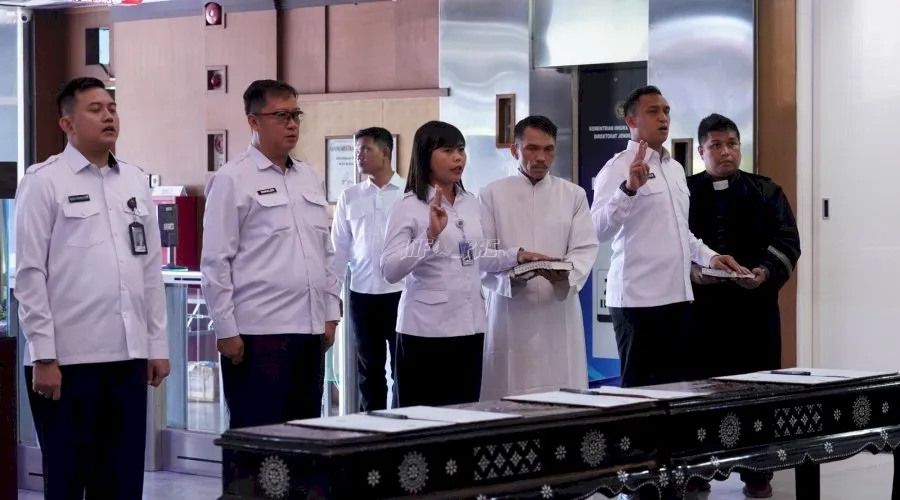Direktur Jenderal Pemasyarakatan, Mashudi, lantik sejumlah pejabat nonmanajerial Pembina Keamanan Pemasyarakatan (PKP) Ahli Madya dan PKP Ahli Muda di lingkungan Direktorat Jenderal Pemasyarakatan, Rabu (23/7).