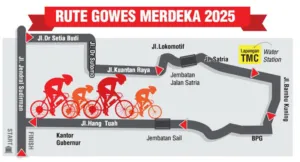 Gowes Merdeka 2025 digelar Minggu, 24 Agustus, diikuti 1.000 peserta. Acara ini kerja sama Riau Pos dan Pemprov Riau, start-finish di Kantor Gubernur Riau. (Dok. Istimewa)