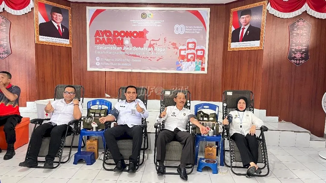 Lapas Perempuan Kelas III Ambon ikut donor darah di Rutan Ambon sebagai bagian dari Semarak HUT ke-80 RI Kanwil Pemasyarakatan Maluku. (Web. Ditjenpas)