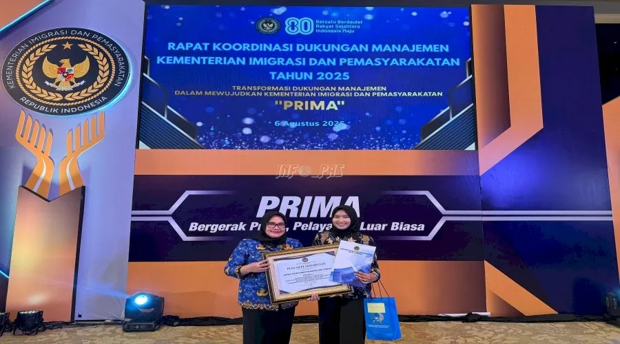 Kanwil Ditjenpas Jateng raih peringkat 2 nasional dalam pengelolaan administrasi persuratan lewat aplikasi Srikandi pada Rakor Kemenkumham 2025. (Web_Ditjenpas)