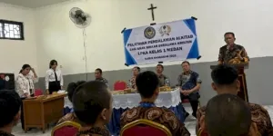 LPKA Kelas I Medan bersama Kemenag Kota Medan selenggarakan pelatihan pendalaman Alkitab bagi Anak Binaan beragama Kristen, Sabtu (9/8). (Web.Ditjenpas)