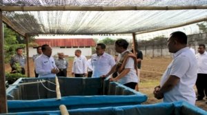 Lapas Kelas IIB Atambua luncurkan program budidaya lele sebagai inovasi pembinaan, resmi ditandai penaburan benih oleh Staf Ahli Menteri Anggiat Napitupulu, Selasa (16/9). 9Dok: Humas Lapas Atambua)