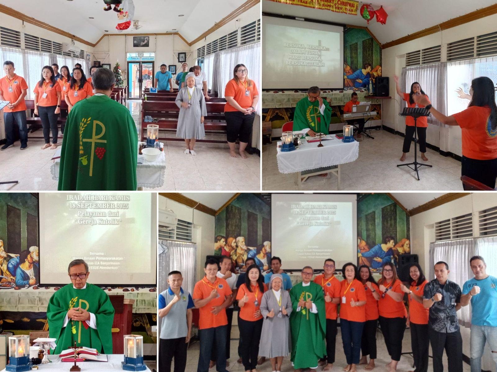 Lapas IIA Banjarmasin gelar ibadah rutin Gereja Katolik di Gereja Oikumene, diikuti seluruh WBP Kristiani dan Pembina, Kamis (18/09). (Dok: Humas Lapas Banjarmasin)
