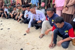 Lapas Kelas III Wahai menunjukkan kepedulian terhadap pelestarian lingkungan dengan mendukung konservasi laut melalui pelepasan anak penyu (tukik) Penyu Lekang (Lepidochelys olivacea), Rabu (3/9). (Dok: Web Ditjenpas)
