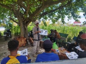 Penyuluhan YBTS ke-5 dorong warga binaan Lapas Namlea jadi petani mandiri, fokus pada pengendalian hama dan jamur di lahan SAE. (Dok: Humas Lapas Namlea)