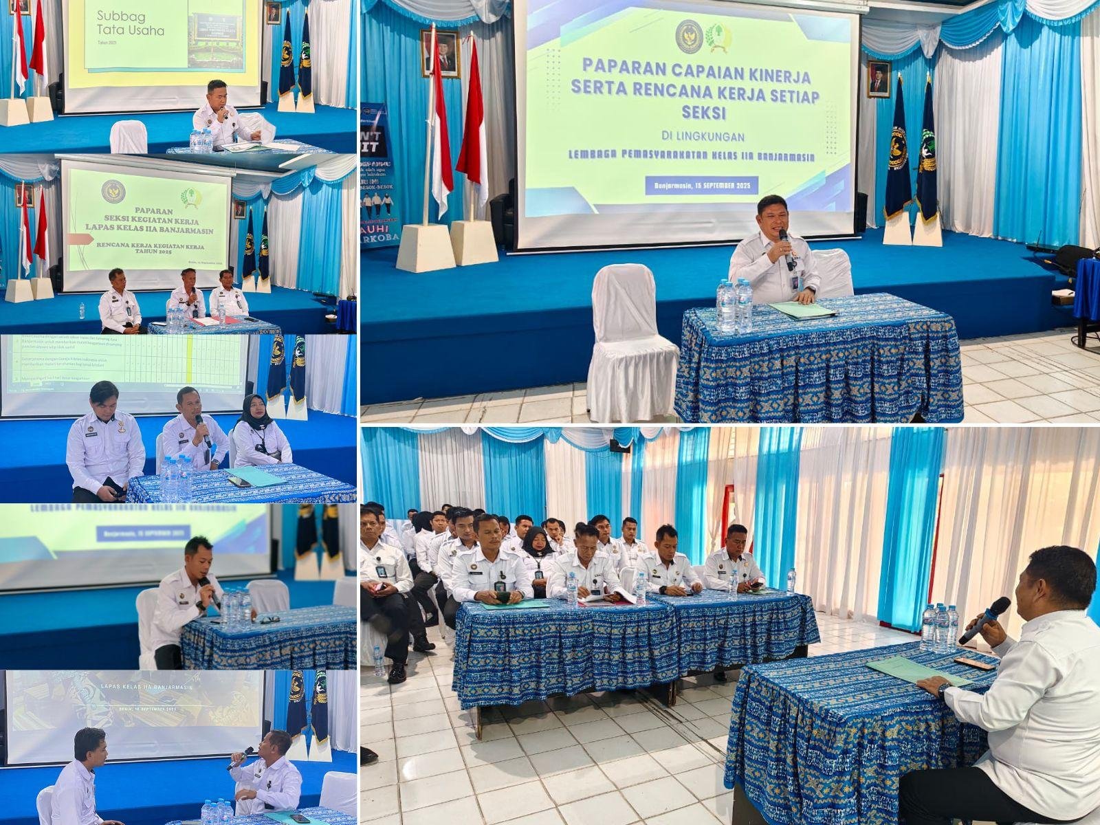 Kalapas Banjarmasin pimpin rapat evaluasi untuk tingkatkan koordinasi dan kualitas tugas di Lapas, Senin (15/9). (Dok: Humas Lapas Banjarmasin)