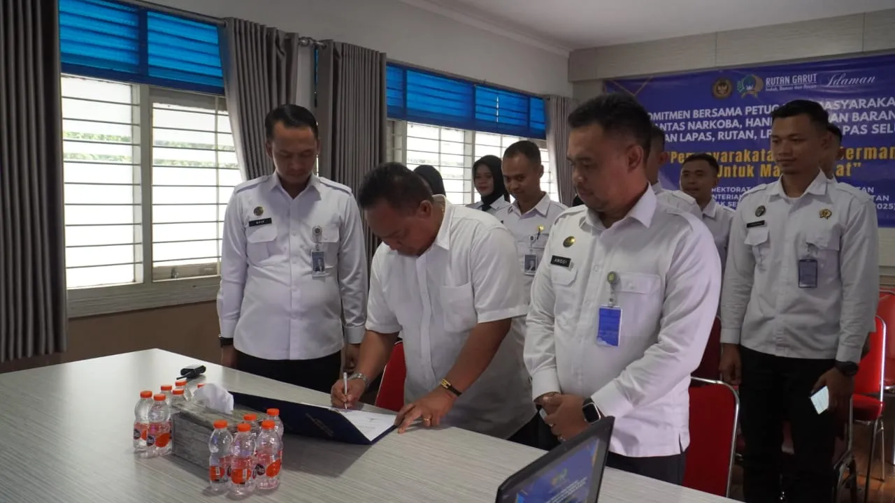 Rutan Garut Tandatangani Komitmen Bersama Pemberantasan Narkoba, Handphone, dan Barang Terlarang di Lingkungan Pemasyarakatan