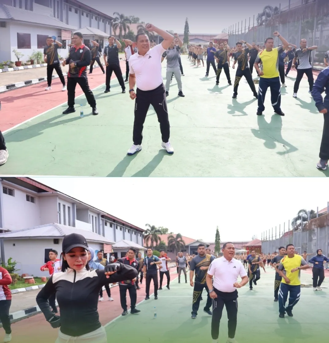 Lapas Narkotika Kelas IIA Tanjungpinang menggelar kegiatan senam pagi bersama di halaman utama lapas pada Jumat (10/10). (Dok: Humas Lapas Tanjungpinang)