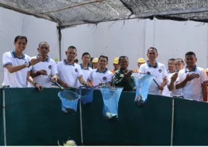 Lapas Batam Panen Ikan Lele dan Nila, Jumat (10/10). (Dok: Humas Lapas Batam)