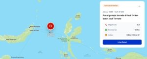Gempa M5,0 Guncang Wilayah Ternate