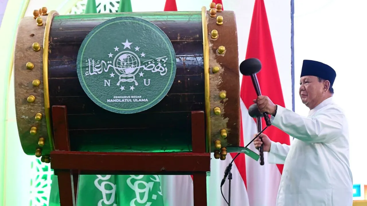 Presiden Prabowo Subianto Secara Resmi Membuka Gelaran Muktamar Ke-35 Nahdlatul Ulama di Kabupaten Jombang Jawa Timur